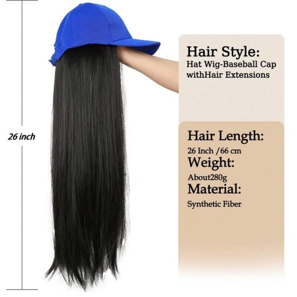 Wigs With Hat Baseball Cap With Hair Extensions For Women Cap - Picture 2 of 4